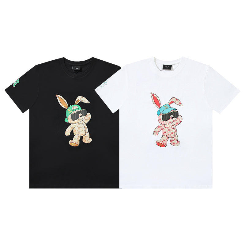 MLB Year of the Rabbit Limited Edition Character Print Embroidered Pure Cotton T-Shirt – Unisex Relaxed Fit Crew Neck Short Sleeve