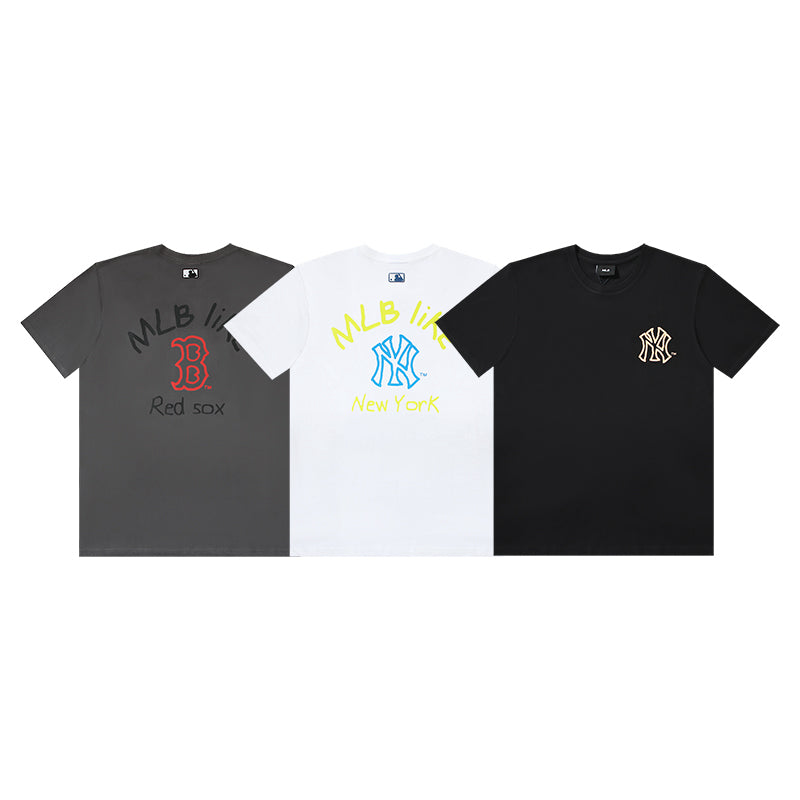MLB New York Yankees Graffiti Embroidered Graphic Pure Cotton T-Shirt