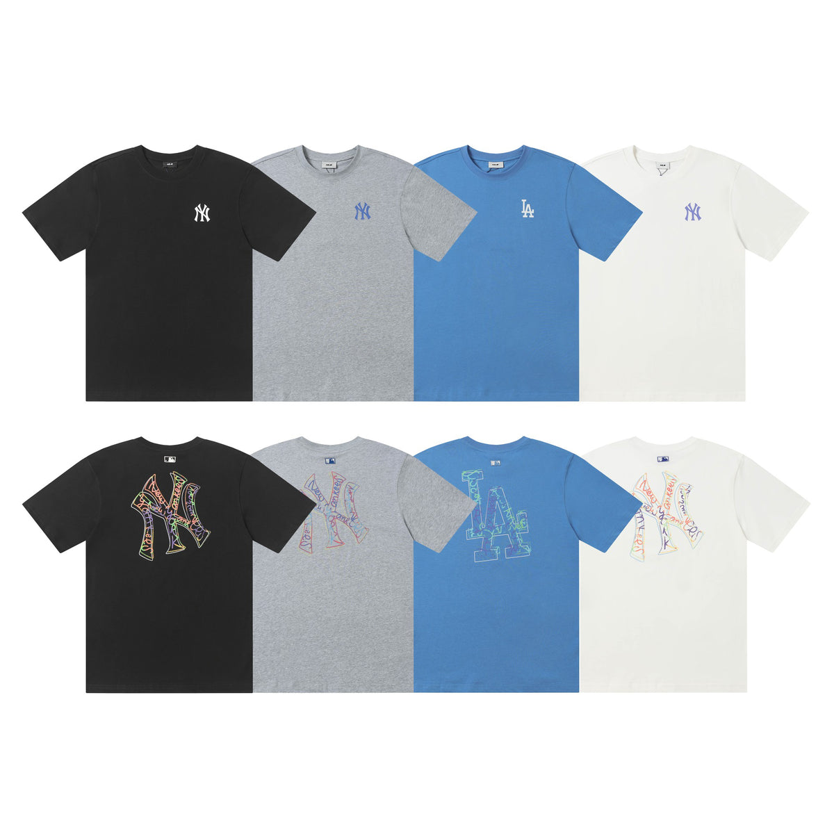MLB Korea Graffiti Art Team Logo Crew Neck Short‑Sleeve T‑Shirt`