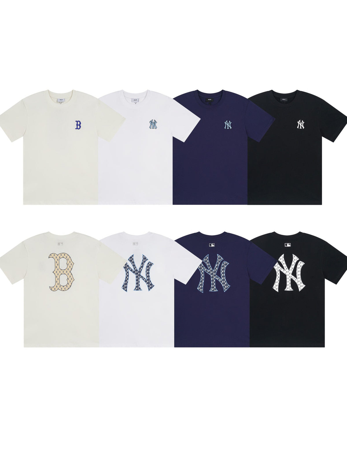 MLB Korea Monogram Fill Team Logo Crew Neck Short‑Sleeve T‑Shirt`