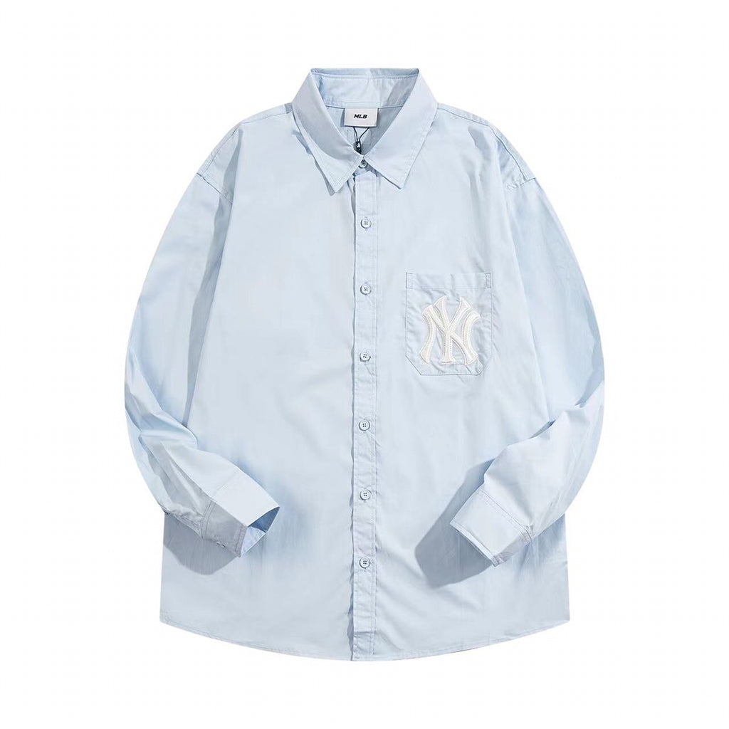 MLB Monogram Embroidered Relaxed Woven Shirt – Light Blue