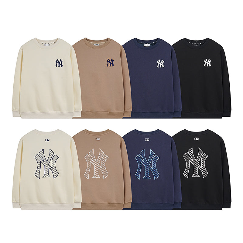 MLB New York Yankees NY Logo Embroidered Crewneck Fleece Sweatshirt – Multi-Color Collection