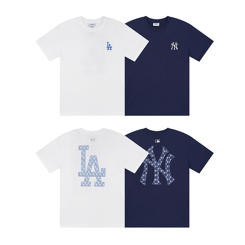 MLB Korea Unisex Monogram Fill Big Logo Crew Neck Short‑Sleeve T‑Shirt`