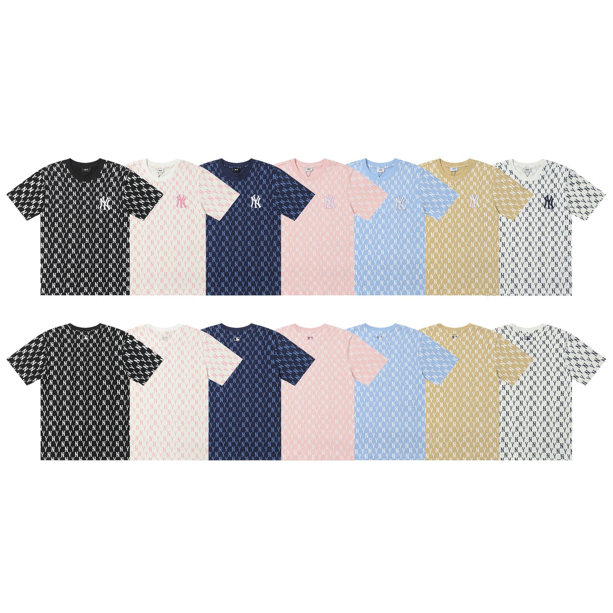 MLB Monogram Series Unisex Short Sleeve T-Shirt – Vintage Logo Jacquard Crew Neck Relaxed Fit