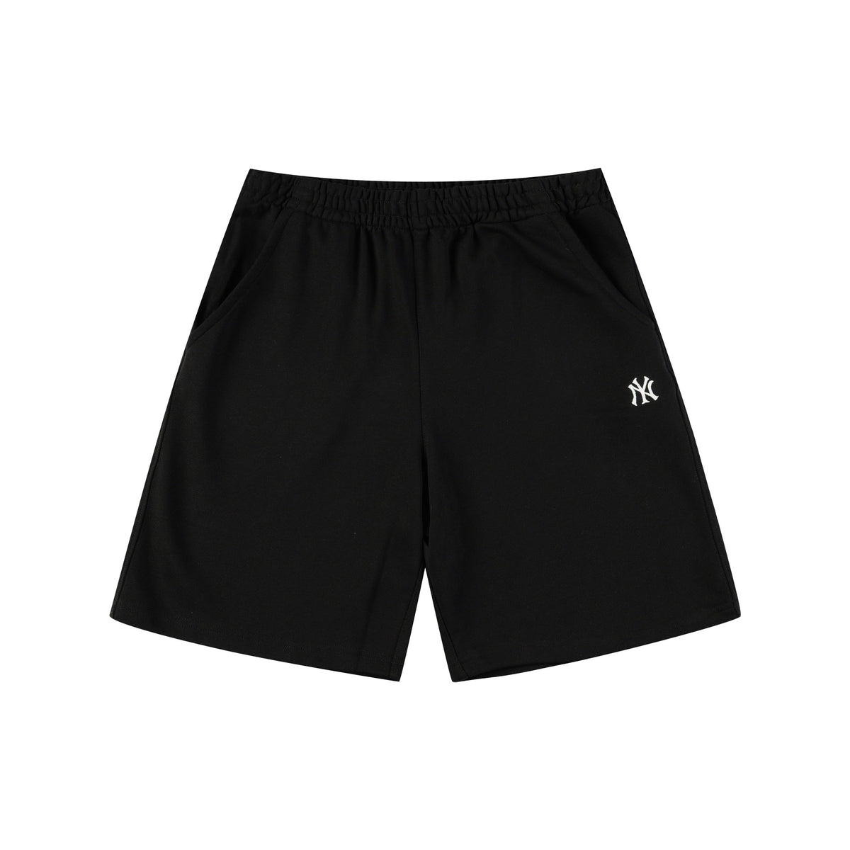 `Unisex Minimal NY Embroidered Sweat Shorts, Elastic Drawstring Casual Shorts with Pockets, Solid Color Streetwear Summer Shorts for Men Women`