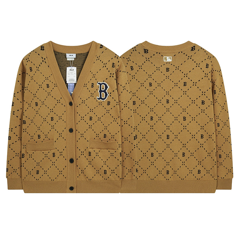MLB New York Yankees NY Logo Diamond Monogram Embroidered Knit Cardigan – Unisex Fall Winter