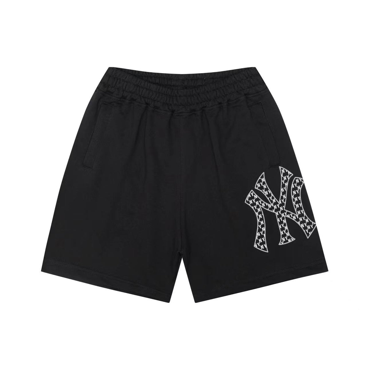 Unisex Sports Sweat Shorts, Large Logo Print Elastic Drawstring Casual Shorts with Pockets, NY B Logo Streetwear Summer Shorts for Men Women`