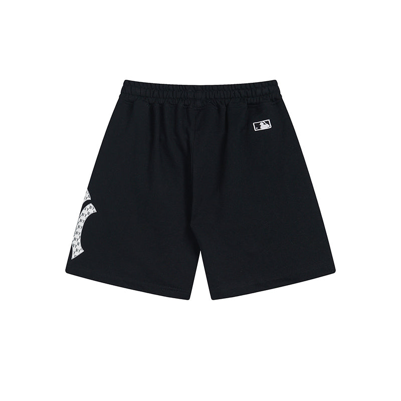 Unisex Monogram Logo Sweat Shorts, Side Large Print Elastic Drawstring Casual Shorts with Pockets, Streetwear Summer Shorts for Men Women`