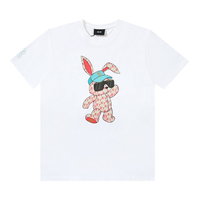 MLB Year of the Rabbit Limited Edition Character Print Embroidered Pure Cotton T-Shirt – Unisex Relaxed Fit Crew Neck Short Sleeve