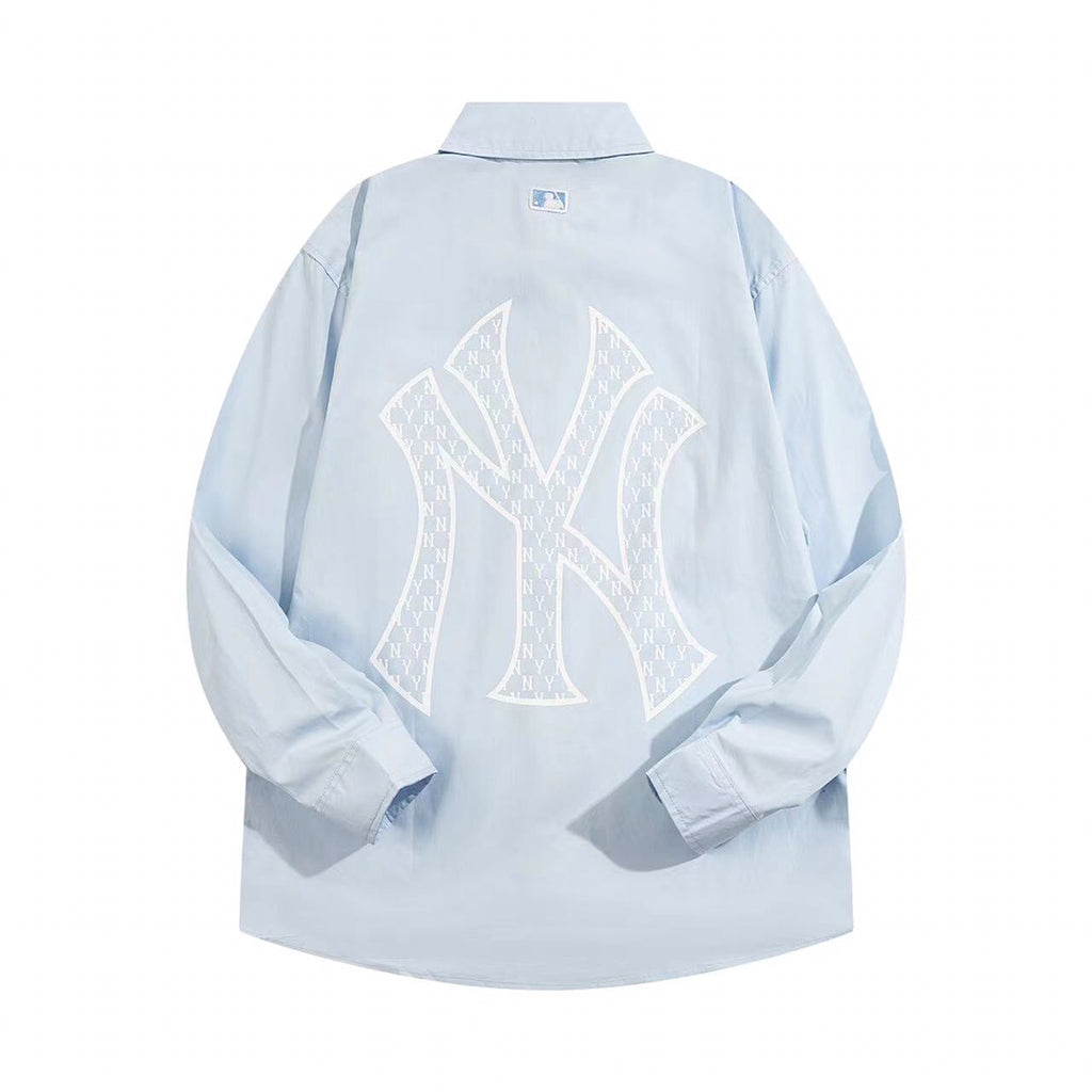 MLB Monogram Embroidered Relaxed Woven Shirt – Light Blue