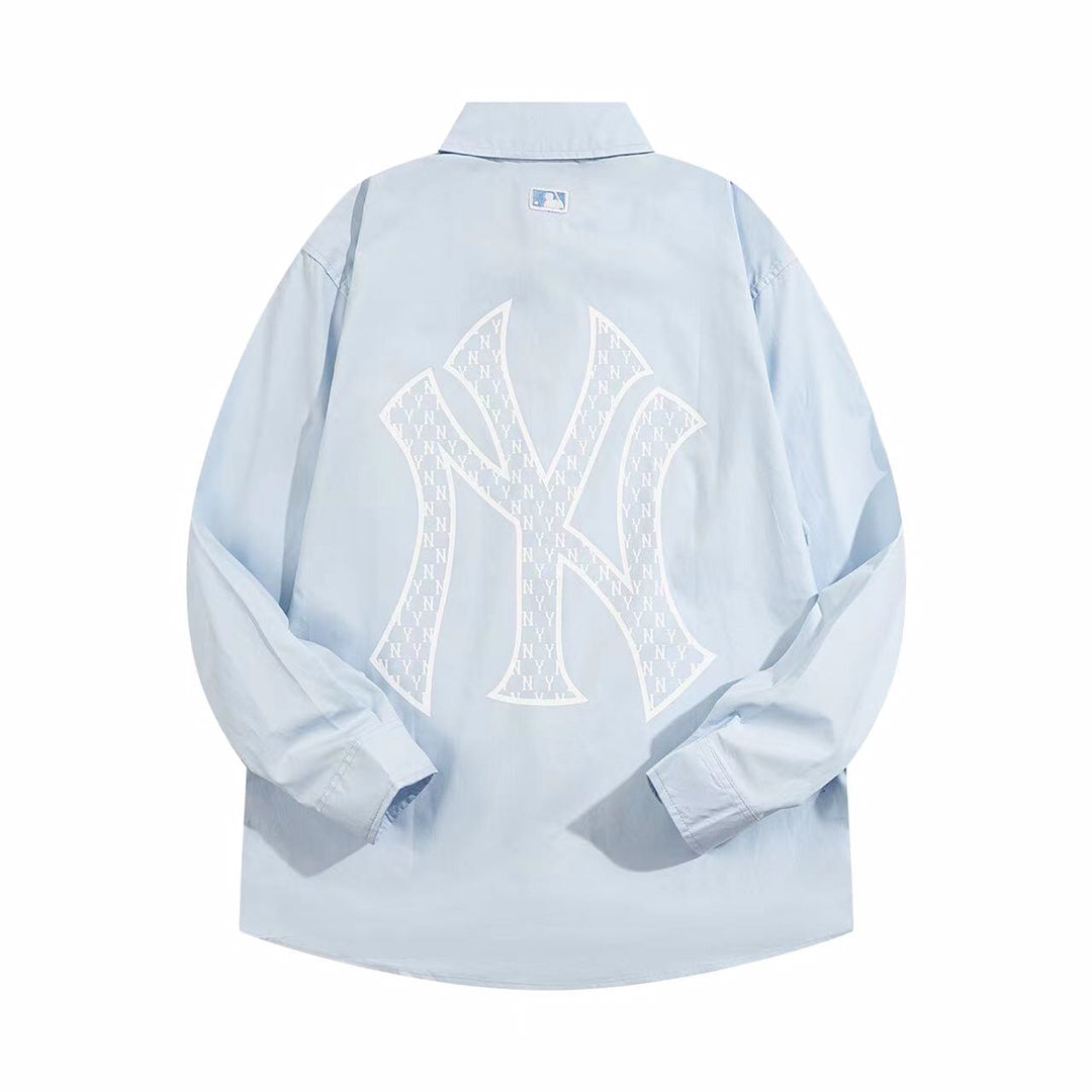 MLB Monogram Embroidered Relaxed Woven Shirt – Light Blue