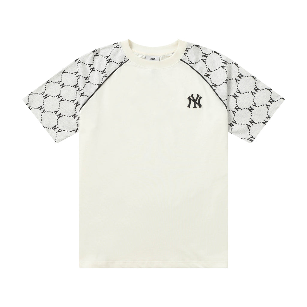 MLB Unisex Couple Casual T-Shirt – Diamond Monogram Vintage Round Neck Pure Cotton Short Sleeve