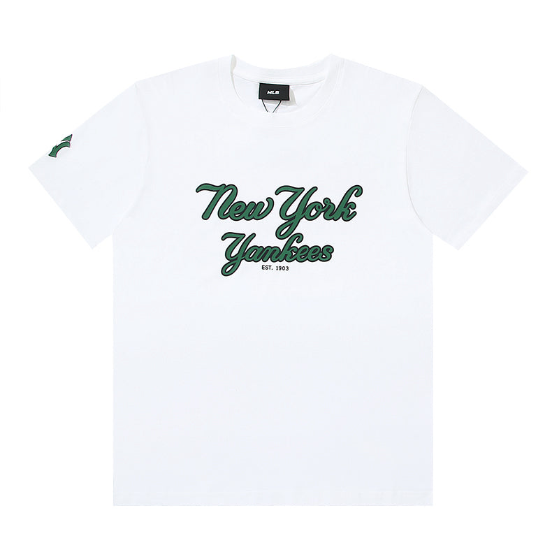 MLB NY&MLB New York Yankees Script Lettering Embroidered Print Pure Cotton T-Shirt
