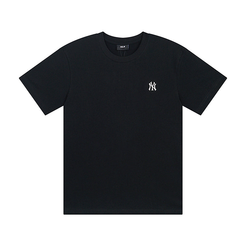 MLB Korea Unisex Mini Embroidered Logo Crew Neck Short‑Sleeve T‑Shirt`