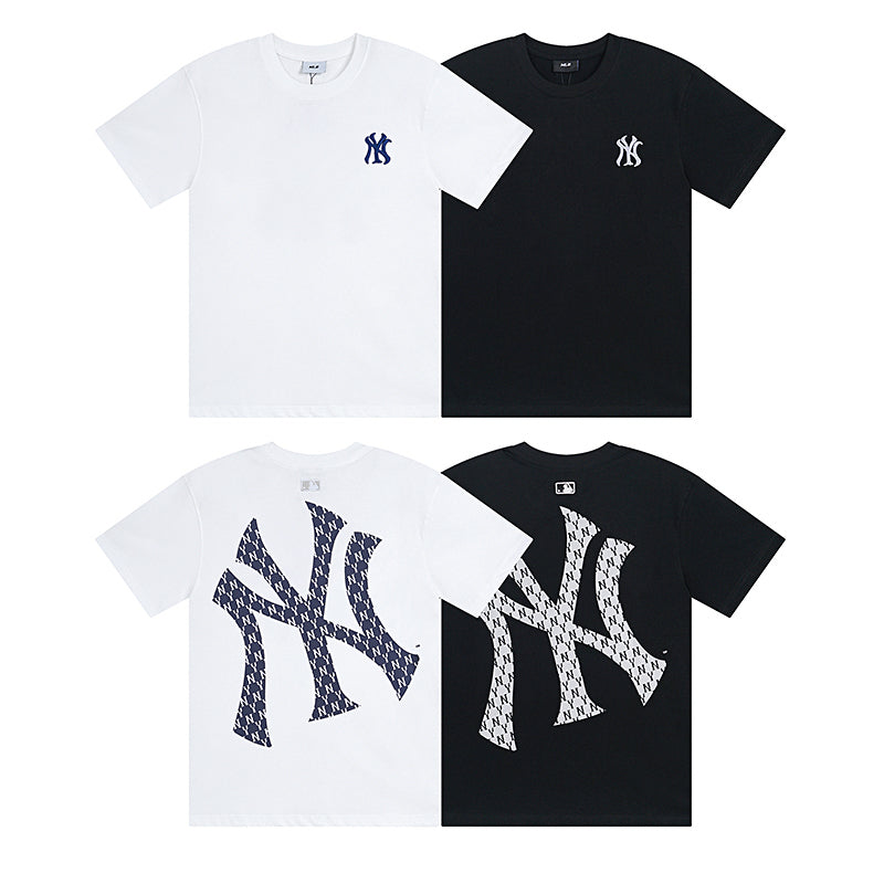 MLB Korea Unisex Monogram NY Logo Crew Neck Short‑Sleeve T‑Shirt`