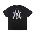 MLB Korea Unisex Gradient Marble NY Yankees Graphic T‑Shirt, Crew Neck Short Sleeve Casual Street Tee for Men Women`