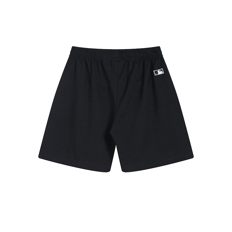 `MLB Korea Unisex Minimal Embroidered Logo Sweat Shorts, Elastic Drawstring Casual Shorts with Side Pockets, Solid Color Streetwear Summer Shorts for Men Women`