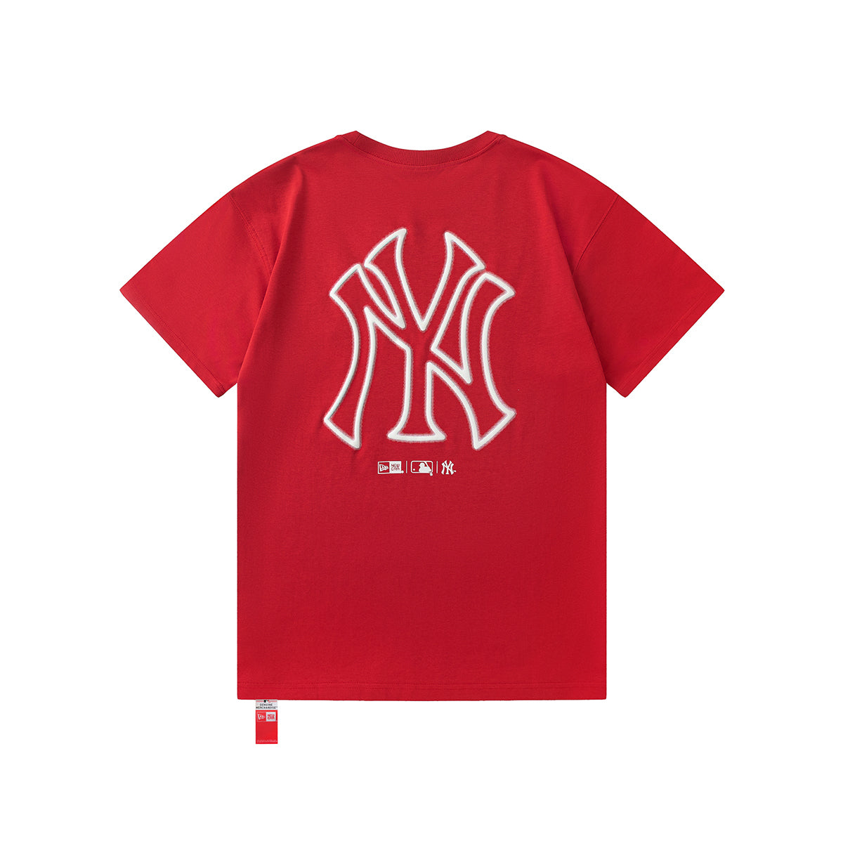 New Era x MLB SS25 New York Yankees Oversized Puff Print Logo T-Shirt – Breathable Relaxed Fit Crew Neck