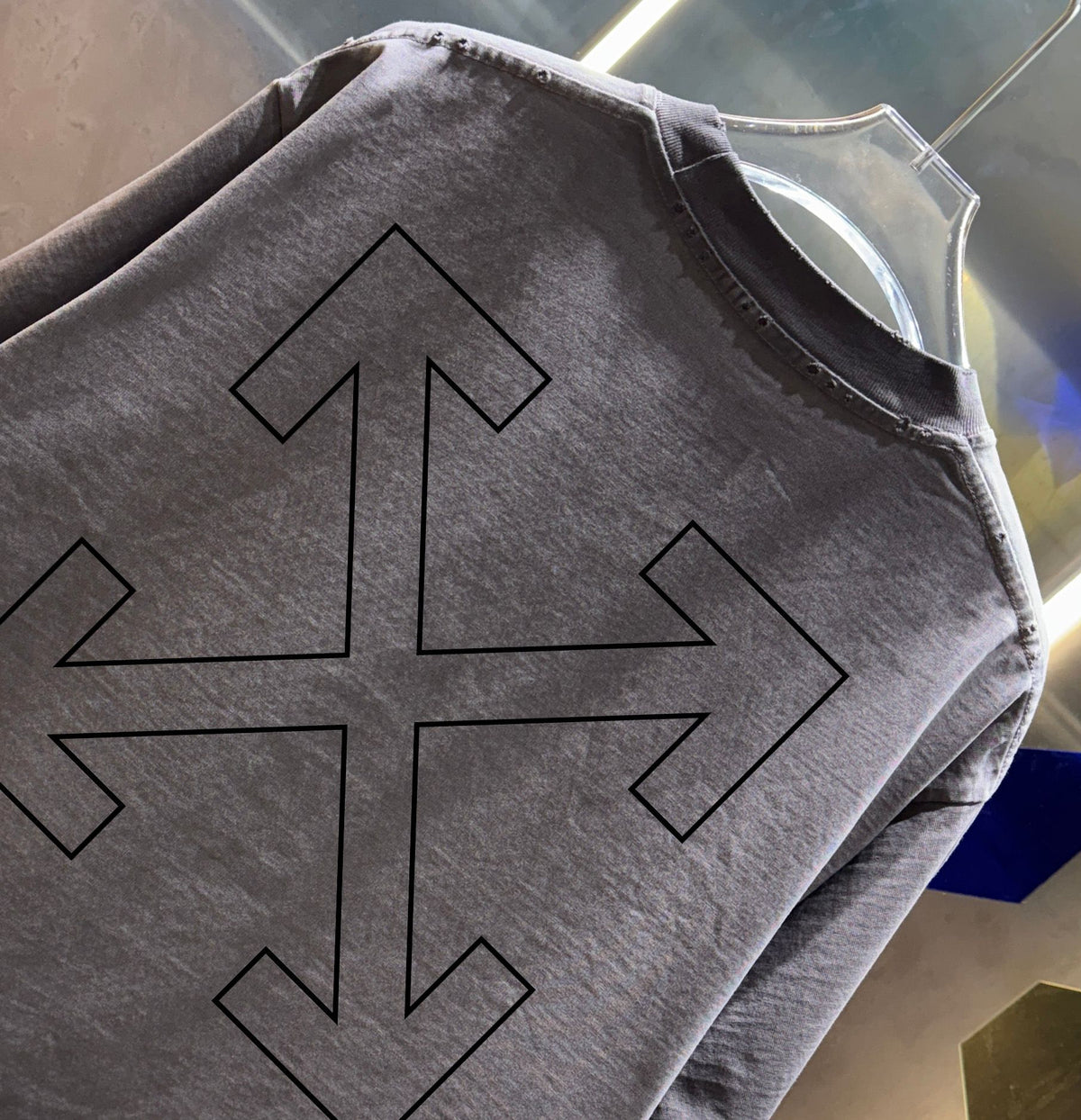 Off-White Washed Heavyweight Arrow Cross Graphic Crewneck T-Shirt