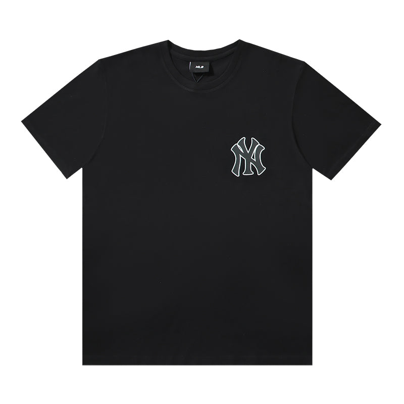 MLB Crystal Floral Embroidered Pure Cotton T-Shirt – NY Yankees & LA Dodgers Unisex Relaxed Fit Short Sleeve