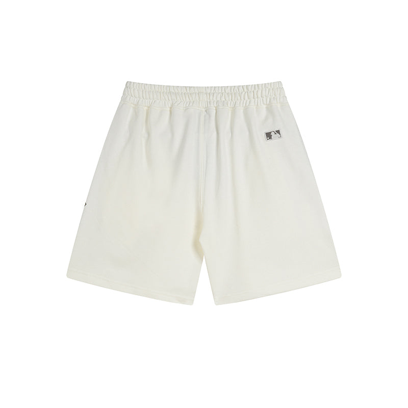 Unisex Monogram Logo Sweat Shorts, Side Large Print Elastic Drawstring Casual Shorts with Pockets, Streetwear Summer Shorts for Men Women`