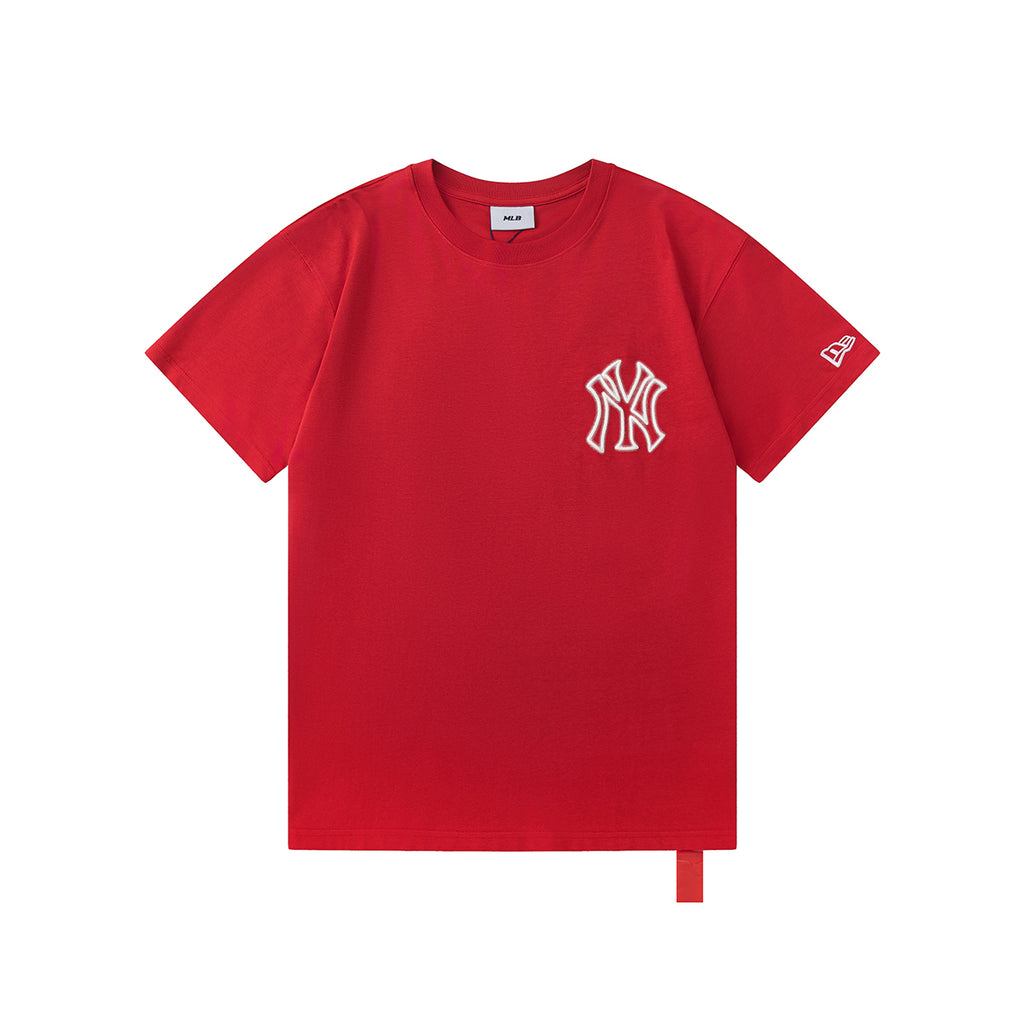 New Era x MLB SS25 New York Yankees Oversized Puff Print Logo T-Shirt – Breathable Relaxed Fit Crew Neck