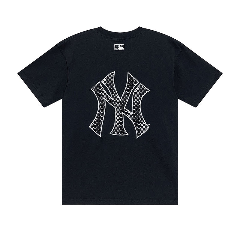 MLB Big Logo Embroidered Floral Print Side Slit Pure Cotton Couple Short Sleeve T-Shirt