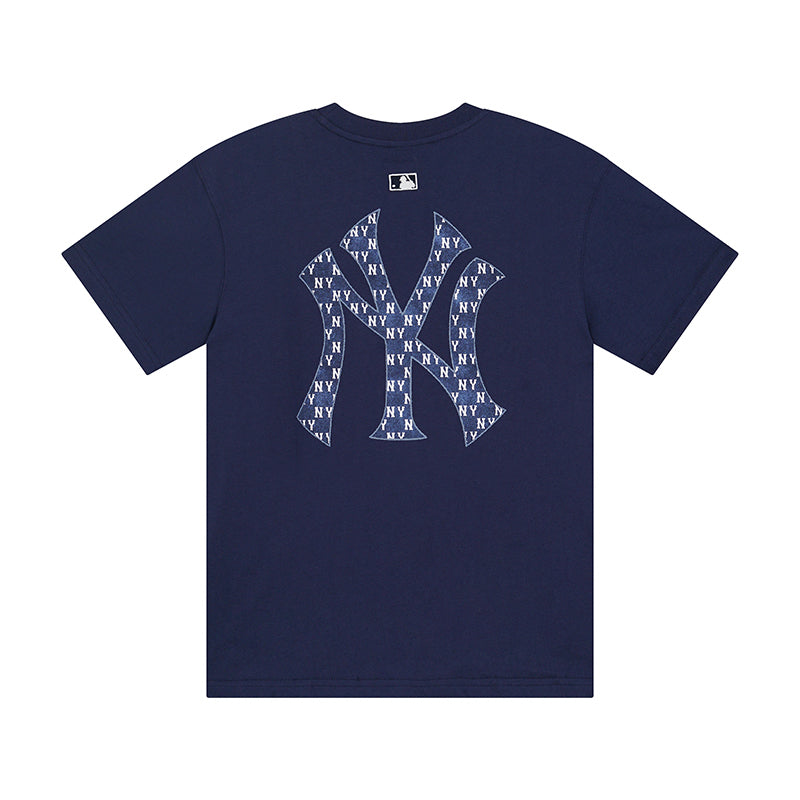 MLB Korea Unisex Monogram Fill Big Logo Crew Neck Short‑Sleeve T‑Shirt`