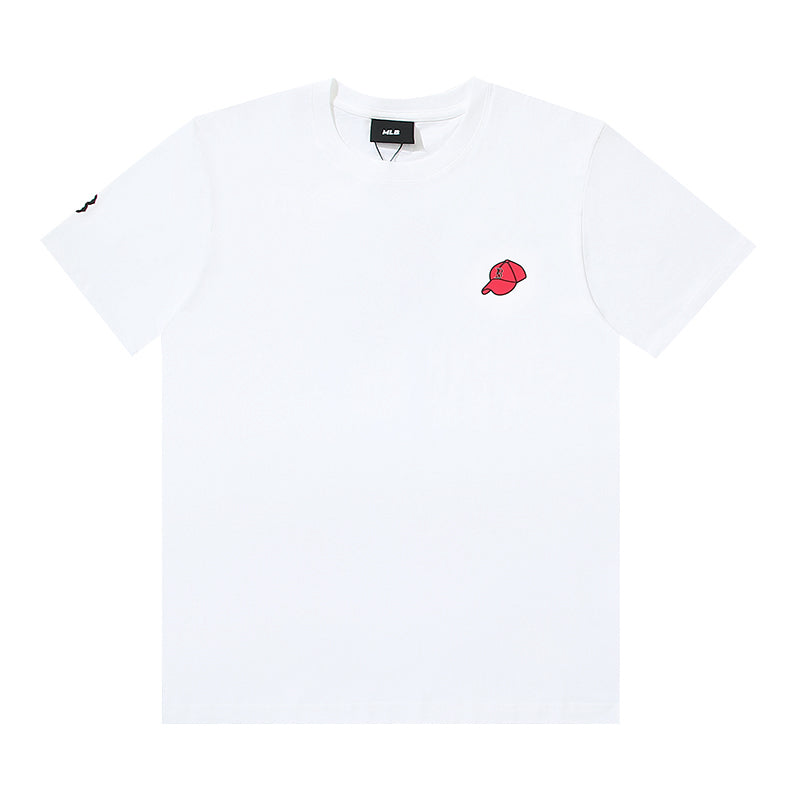 MLB Artistic Graphic Print Embroidered Pure Cotton T-Shirt – Unisex Relaxed Fit Crew Neck Short Sleeve