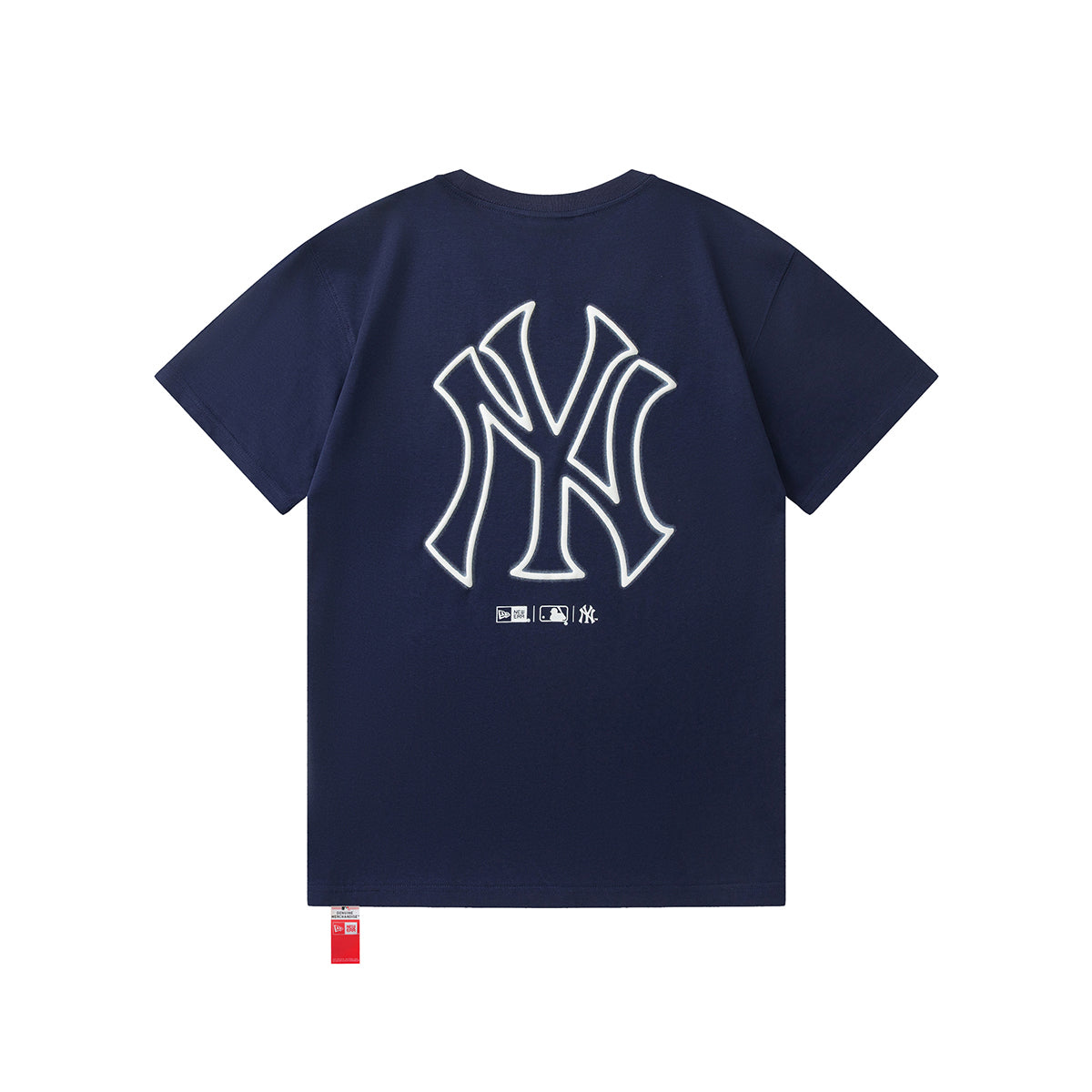 New Era x MLB SS25 New York Yankees Oversized Puff Print Logo T-Shirt – Breathable Relaxed Fit Crew Neck