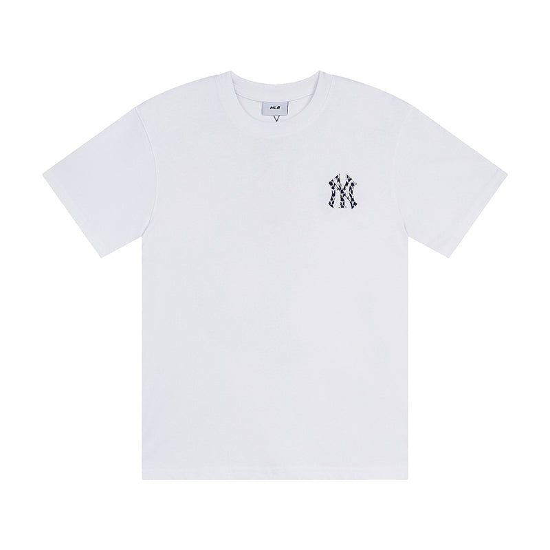 MLB Korea Monogram Pattern NY Logo Crew Neck Short‑Sleeve T‑Shirt`
