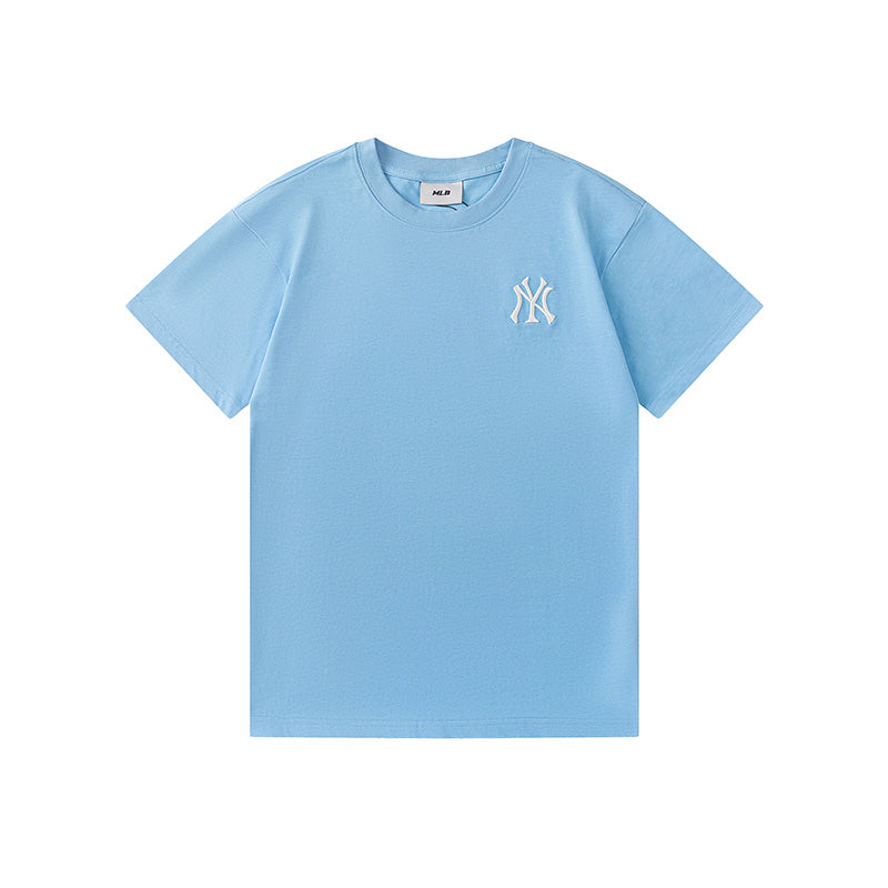 MLB New York Yankees Monogram NY Logo Oversized T-Shirt – Unisex Relaxed Fit Crew Neck Short Sleeve