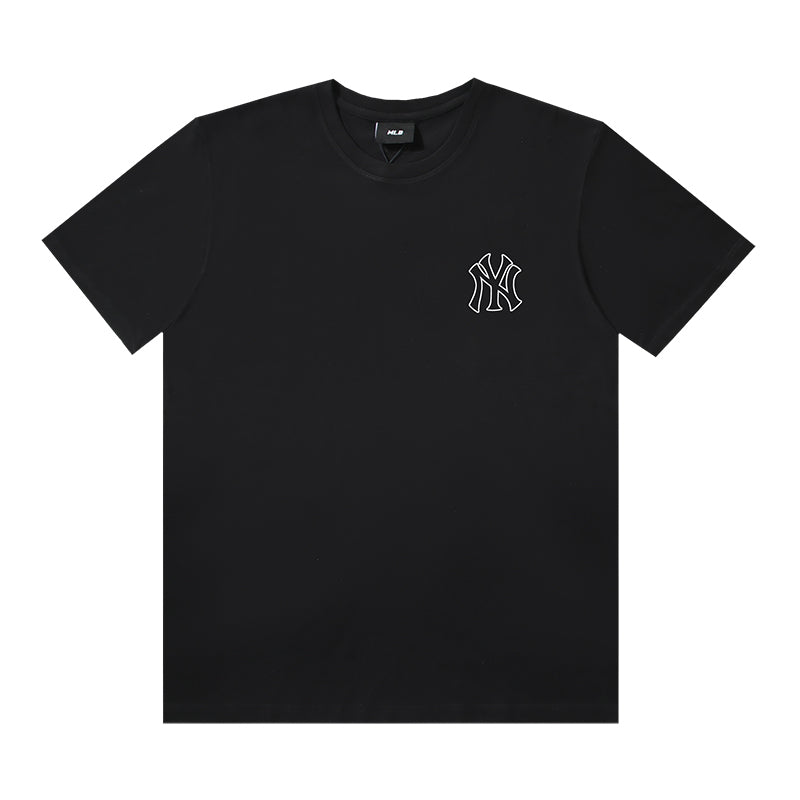 MLB Shadow Print Embroidered Pure Cotton T-Shirt – NY Yankees & LA Dodgers Unisex Oversized Short Sleeve