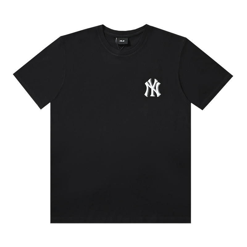 MLB 3D Dimensional NY Yankees & LA Dodgers Logo Embroidered Pure Cotton T-Shirt – Unisex Oversized Relaxed Fit Short Sleeve