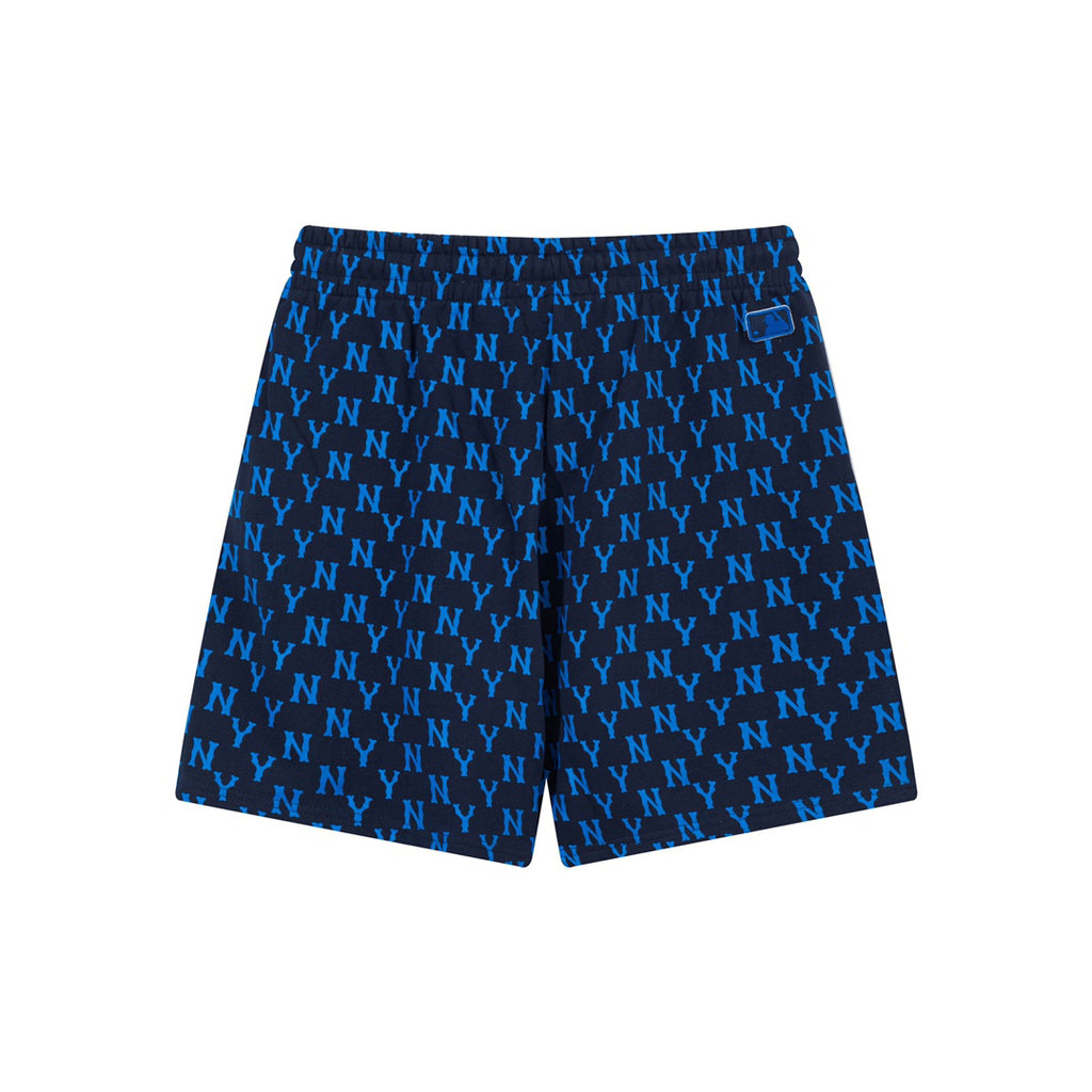 `Monogram NY Embroidered Casual Shorts, All‑Over Logo Print Drawstring Elastic Waist Streetwear Shorts for Men Women`