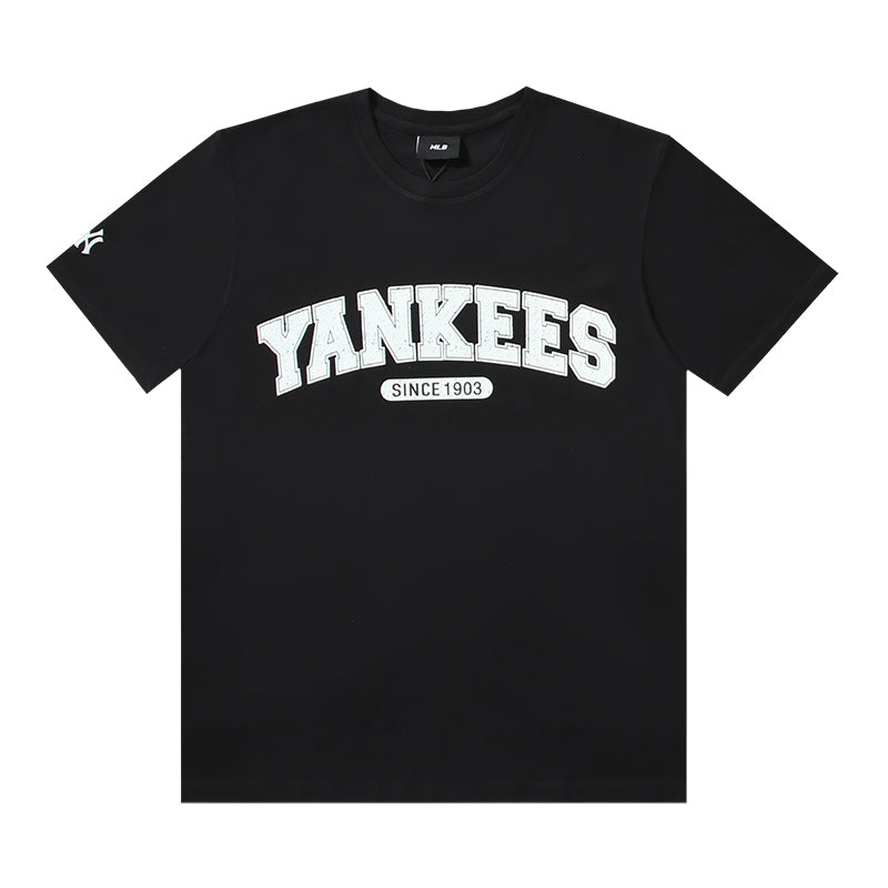MLB Team Logo Embroidered Pure Cotton T-Shirt – Yankees & Red Sox Unisex Relaxed Fit Short Sleeve