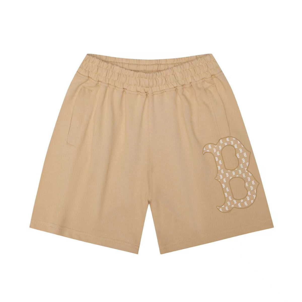 Unisex Sports Sweat Shorts, Large Logo Print Elastic Drawstring Casual Shorts with Pockets, NY B Logo Streetwear Summer Shorts for Men Women`