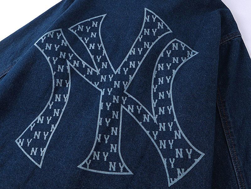 MLB New York Yankees NY Logo Gradient Monogram Oversized Denim Jacket – Unisex Fall 2026