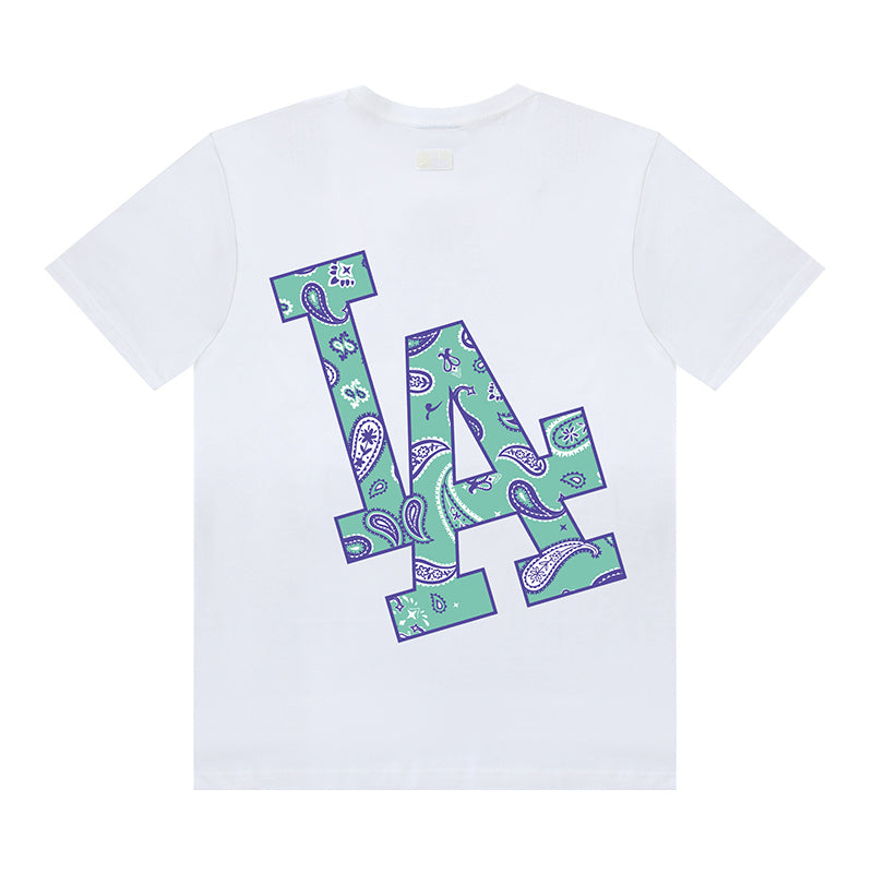MLB Crystal Floral Embroidered Pure Cotton T-Shirt – NY Yankees & LA Dodgers Unisex Relaxed Fit Short Sleeve