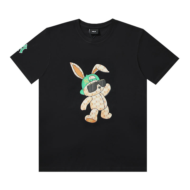 MLB Year of the Rabbit Limited Edition Character Print Embroidered Pure Cotton T-Shirt – Unisex Relaxed Fit Crew Neck Short Sleeve