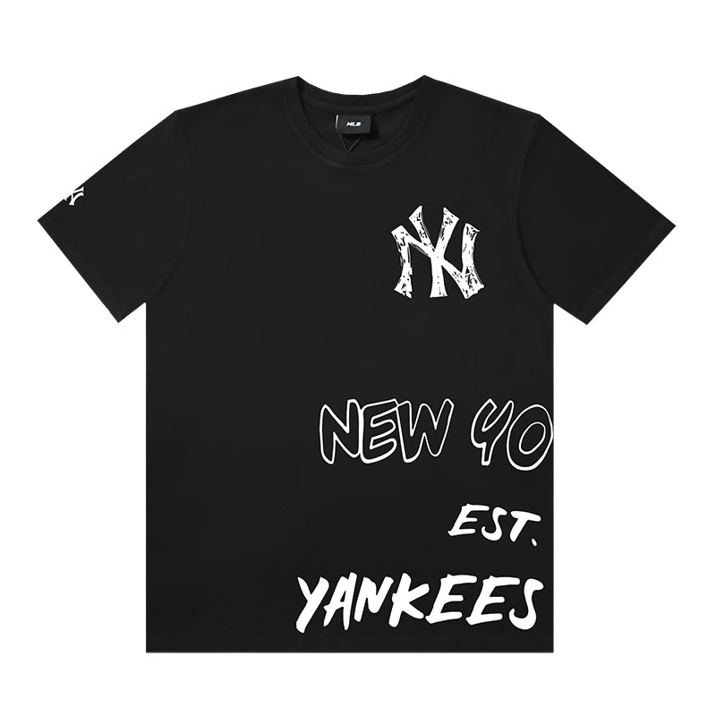 MLB New York Yankees 1903 EST. Heritage Typography Print Embroidered Pure Cotton T-Shirt – Unisex Relaxed Fit Short Sleeve