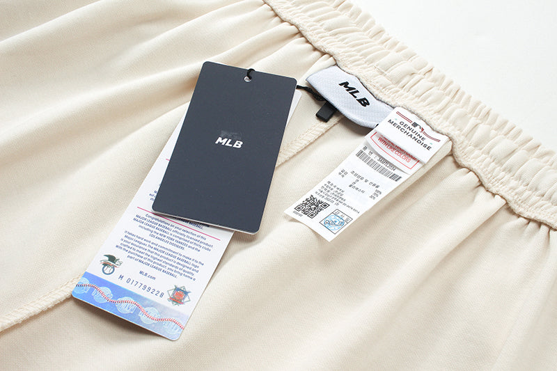 `MLB Korea Unisex Minimal Embroidered Logo Sweat Shorts, Elastic Drawstring Casual Shorts with Side Pockets, Solid Color Streetwear Summer Shorts for Men Women`