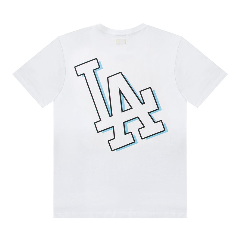 MLB Shadow Print Embroidered Pure Cotton T-Shirt – NY Yankees & LA Dodgers Unisex Oversized Short Sleeve