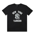 MLB New York Yankees Arch Wordmark Print Embroidered Pure Cotton T-Shirt – Unisex Relaxed Fit Crew Neck Short Sleeve