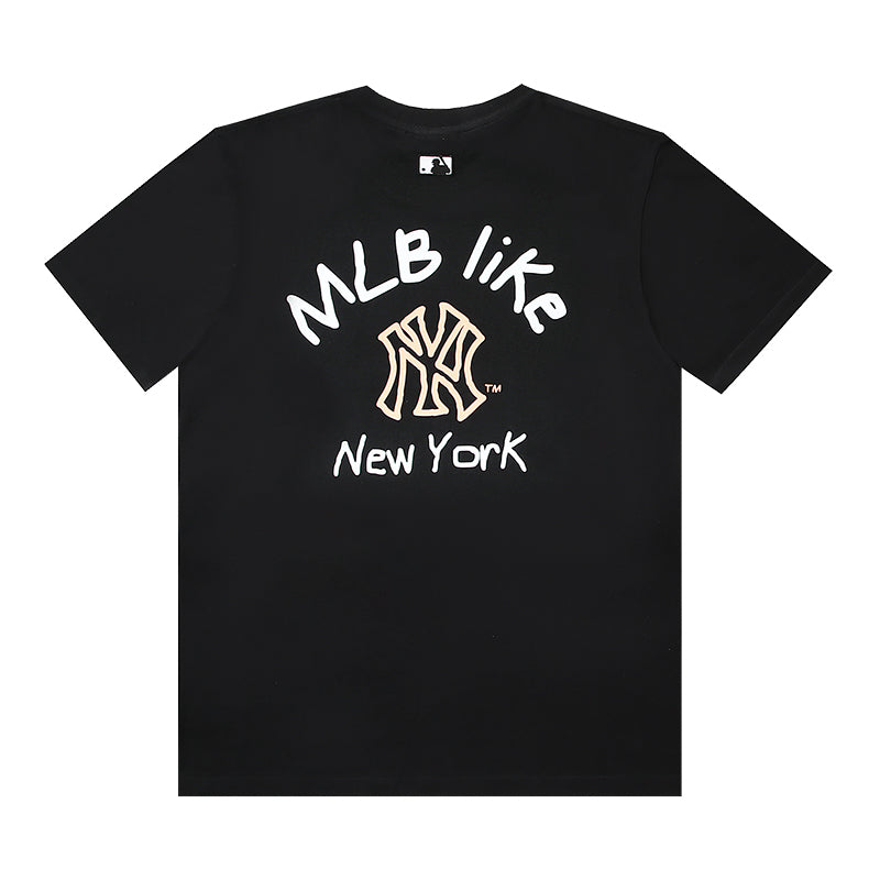 MLB Graffiti Art Print Embroidered Pure Cotton T-Shirt – Unisex Relaxed Fit Crew Neck Short Sleeve