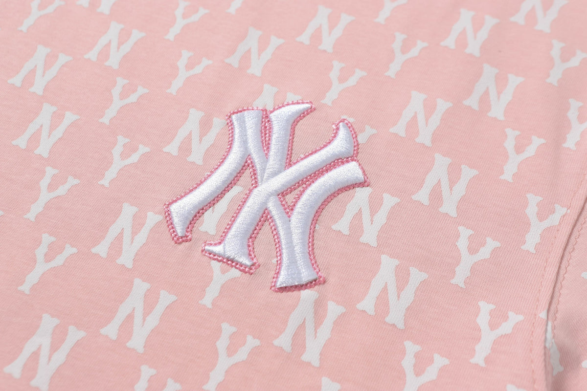 MLB Monogram Series Unisex Short Sleeve T-Shirt – Vintage Logo Jacquard Crew Neck Relaxed Fit