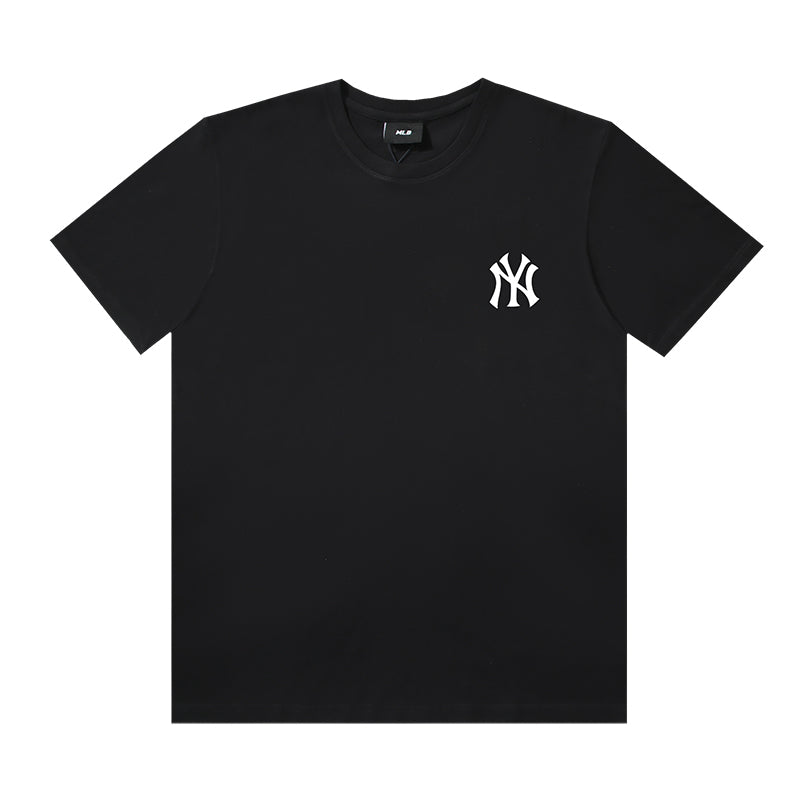 MLB New York Yankees Double Vision NY Logo Embroidered Pure Cotton T-Shirt – Unisex Oversized Relaxed Fit Short Sleeve