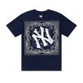 MLB Korea Unisex Bandana Paisley NY Graphic Crew Neck Short‑Sleeve T‑Shirt`