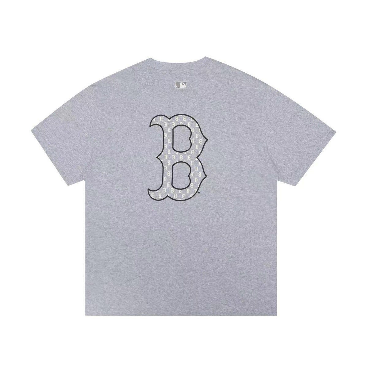MLB Korea Unisex Monogram Logo Short Sleeve T‑Shirt, Small Chest Logo & Large Back Monogram Graphic Crew Neck Casual Tee for Men Women`