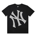 MLB New York Yankees Classic NY Logo Leopard Texture Print Embroidered Pure Cotton T-Shirt – Unisex Relaxed Fit Short Sleeve